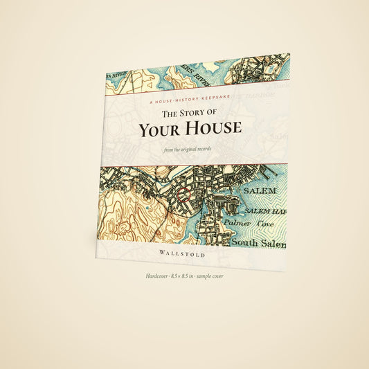 The Land Story hardcover: The Story of Your House, with a historic USGS map on the cover (sample cover)